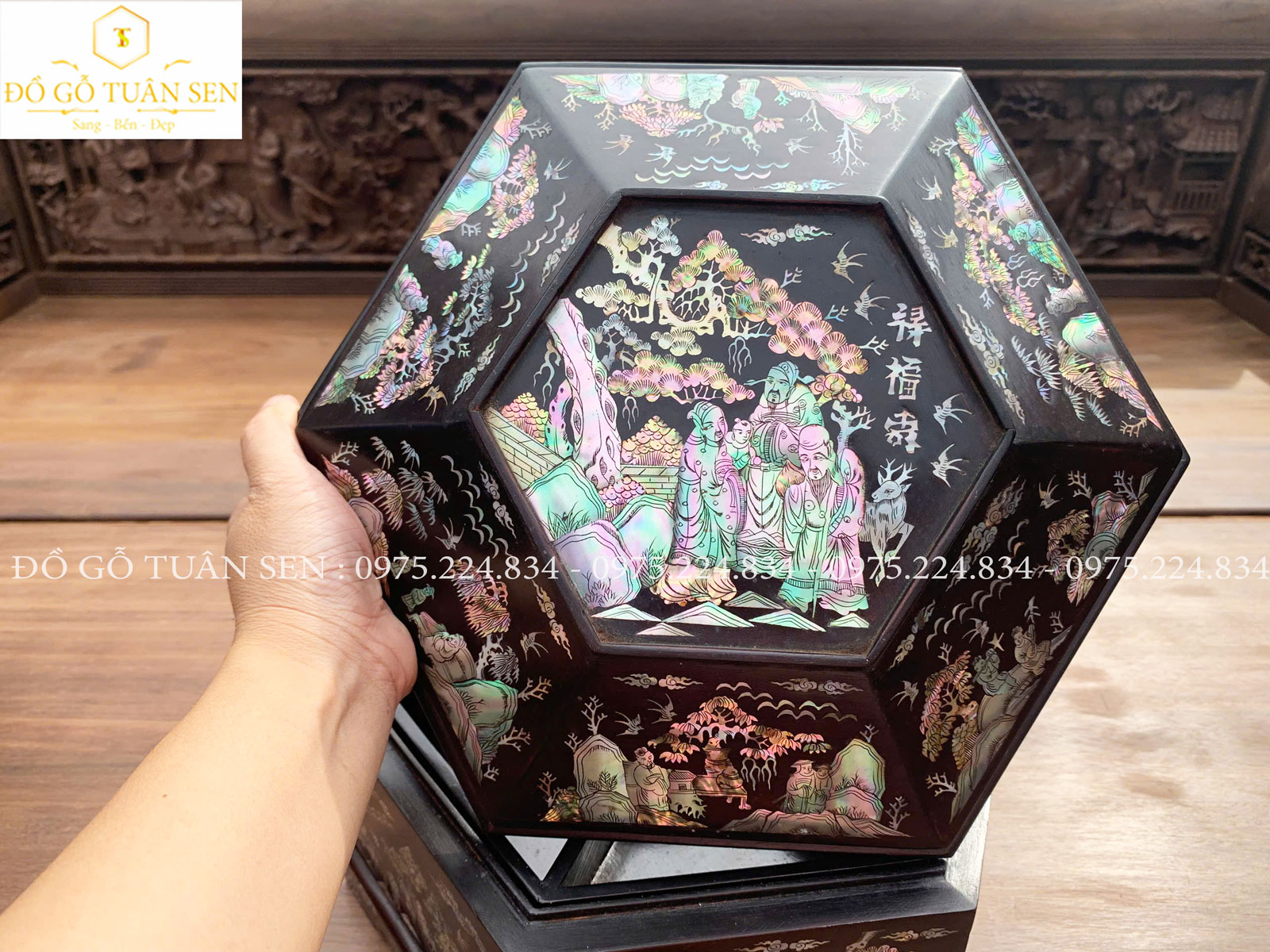 Hình ảnh tráp lục năng gỗ gụ TS9